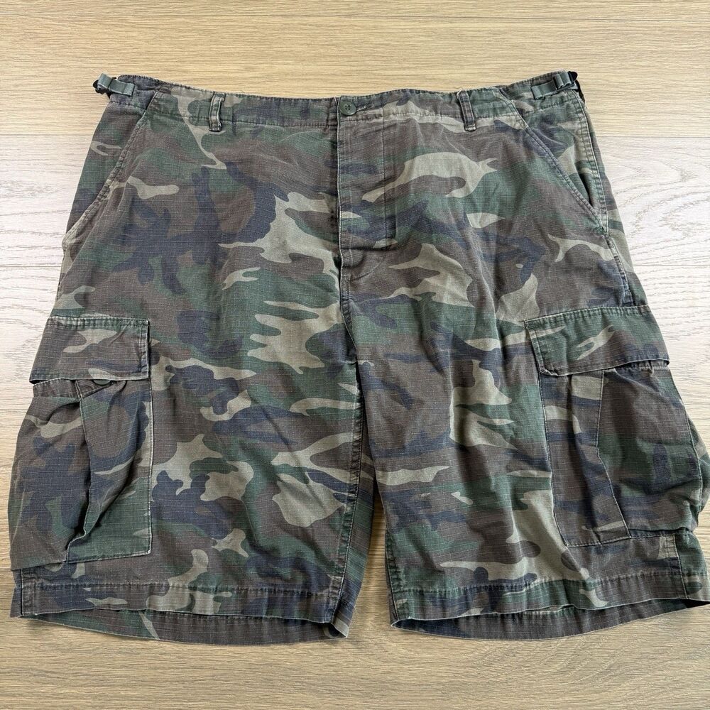 Brandit Shorts Men 4XL Woodland Camo Rip Stop Cargo Adjustable Waist Military